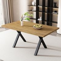 mesa de comedor rectangular para 4 a 6 personas - patas de mdf y hierro forjado - roble