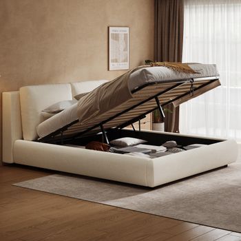 Cama Tapizada 160x200 Cm Con Arcón Hidráulico Y Cabecero Acolchado