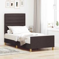 estructura de cama con cabecera marron oscuro 90 x 200 cm tela vidaxl