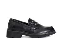 mocasin de mujer con doble hebilla y tachuelas black
