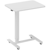 escritorio elevable mesa para portatil 65x48cm regulable en altura con ruedas acero y madera blanco