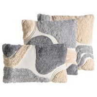conjunto de 3 cojines decorativos de algodon con diseno capitone 4530 x 4550 cm beigegris alstonia