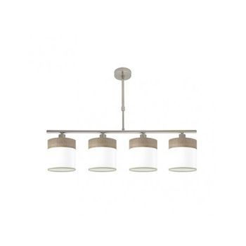 Lampara Cloe 4xe14 Niquel/blanca-madera Gris Regx75x14 Cm