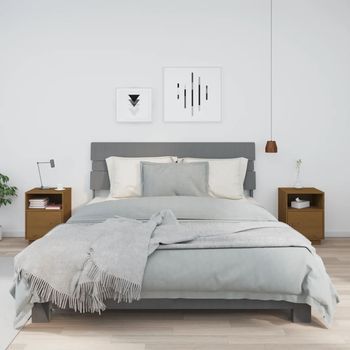 Mesitas De Noche (2 Uds) - Mueble Dormitorio - Madera Pino - Marrón Miel (40x34x55cm)
