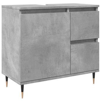Armario De Baño | Mueble De Baño Madera Contrachapada Gris Hormigón 65x33x60 Cm