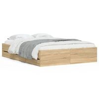 cama con cajones madera ingenieria roble sonoma 120x200 cm vidaxl