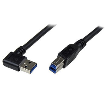 1m Black USB 3 Cable Right Angle A to B
