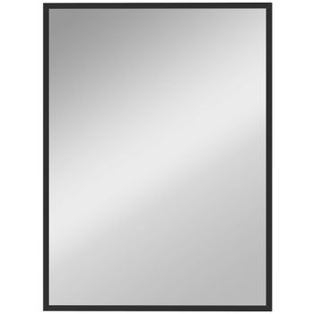 HOMCOM Espejo Mural Rectangular 76x101 cm Marco de Madera Negro Ideal para Baño Salón o Dormitorio   Aosom España
