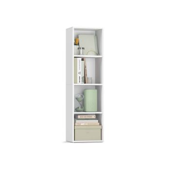 Librería estantería abierta de varios niveles para sala estudio comedor, Blanco Nube / 4 Niveles (30A x 106A cm)