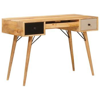 Escritorio Marrón 110 X 55 X 76 Cm Madera De Mango Maciza Vidaxl