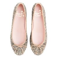 bailarina plana tejido tweed beige - modelo chanel
