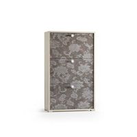 mueble zapatero con 3 puertas de doble fondo y frontal decorado