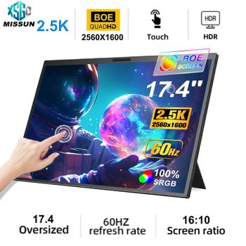 Monitor Portátil MISSUN de 14/15.6/17.3 Pulgadas, 1080P, Mini Pantalla Externa para Juegos, Compatible con MAC/Laptop/PC/Xbox/PS/Switch