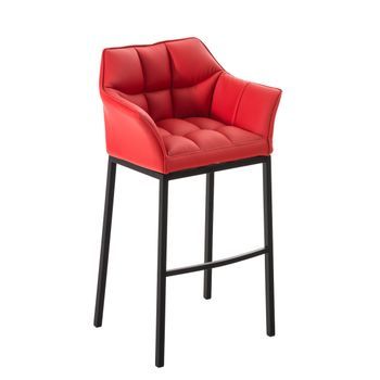 Taburete De Bar Damaso Cuero Sintético Con Base De Cuatro Patas Simil Cuero Rojo 48x64x110 Cm Clp