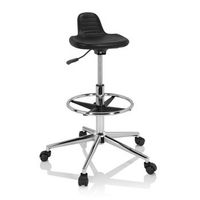 silla de trabajo  taburete de trabajo giratorio top work 03 i pu espuma negro hjh office