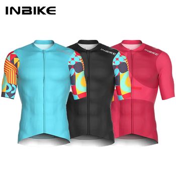 INBIKE 2024 Jersey de Ciclismo de Verano para Hombre, Manga Corta, Secado Rápido, Camiseta de Ciclismo con 3 Bolsillos, Cierre Completo, Ropa de MTB