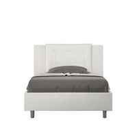 cama de una plaza y medio con almacenaje acolchada 120x210 cuero sintetico blanco annalisa