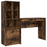 escritorio con cajon con estante 2 pcs roble ahumado vidaxl