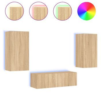 Muebles De Tv De Pared Con Luces Led 3 Piezas Roble Sonoma Vidaxl