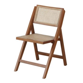 Silla plegable de haya y rejilla de mimbre