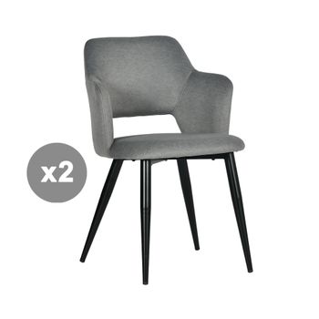 Conjunto de 2 sillas de comedor con asientos acolchados, gris metálico