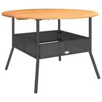 mesa de jardinrmesa para exterioresrmesa de patio superficie madera acacia ratan negro o110x71 cm