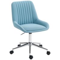 homcom silla de escritorio de altura regulable con 5 ruedas en silicona pu espuma y acero 52x58x80-90 cm azul   aosom espana