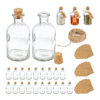 Frascos Decorativos Con Tapas De Corcho - Light Brown/transparent - 12.7x39.9x27.8cm