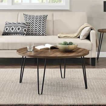 Mesa de centro en efecto de madera nogal