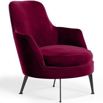 Sillón De Diseño Tapizado En Terciopelo Estilo Contemporáneo - Hanneh Vino