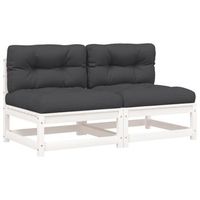 sofas jardin sin reposabrazos con cojines 2 uds madera blanco