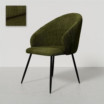 Silla De Comedor Tapizada En Pana - Brugges Verde Oliva