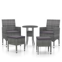 conjunto de muebles de jardin 5 uds  mesa y sillas ratan sintetico gris
