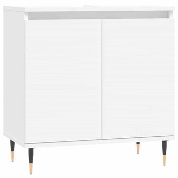 Armario De Baño | Mueble Baño Madera De Ingeniería Blanco 58x33x60 Cm