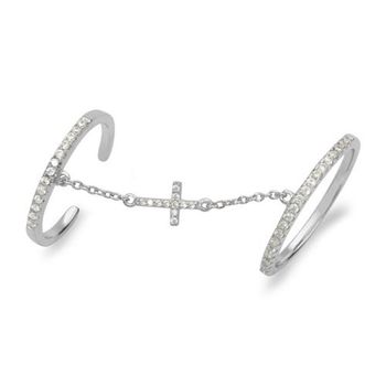 Anillo de tobillo de plata con cruz de cadena de plata