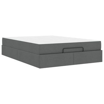 Estructura De Cama Con Colchón Gris Oscuro 140 X 190 Cm Tela