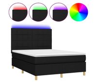 cama box spring colchon y luces led tela negro 140x190 cm bloques con cuadros
