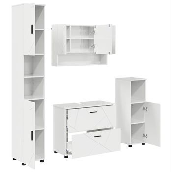 Juego De Muebles De Baño 4 Uds. Brillante 35 X 30 X 192 Cm Vidaxl