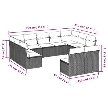 Sofá Combinado Para Ocio Al Aire Libre (conjunto De 11 Piezas, Mimbre Artificial Beige)