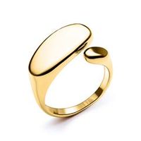 anillo abierto de acero inoxidable chapado en oro apto para grabado para mujer