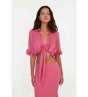 rotate para mujer 113744504 blusa de gasa con lazo rosa 34 casual fiesta manga 34 poliester reciclado sostenible