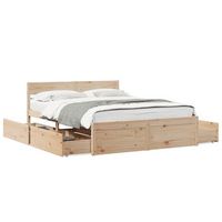 cama doble  cama para adultos  estructura cama con cajones madera de pino maciza 140x200 cm