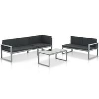 set de muebles de jardin con cojines 3 piezas aluminio negro vidaxl