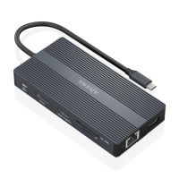 dock usb-c aisens dock 12 en 1 hdmi displayport rj45 usb-ac pd 100w lector sdmicrosd gris 20cm