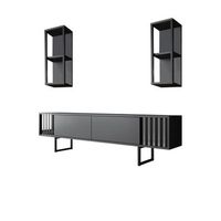 mueble tv con estante chrome line antracita negro