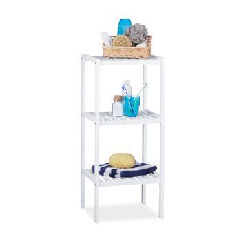 Estante De Baño De Bambú Con 3 Estantes Blanca 60 Cm