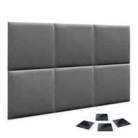dhome juego de 6 paneles tapizados de terciopelo premium pack autoadhesivos para pared acusticos absorbentes proteccion impactos gris 50x50cm x6