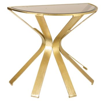 Consola de metal dorado y cristal