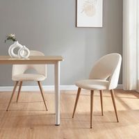 juego de 2 sillas de comedor karijoki terciopelo 77x50x55 cm beige y natural encasa
