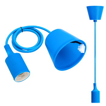 Aigostar Portalámparas Colgante de Plástico E27,100cm Cable con Soporte de Techo,Accesorios de La Lámpara DIY,Azul